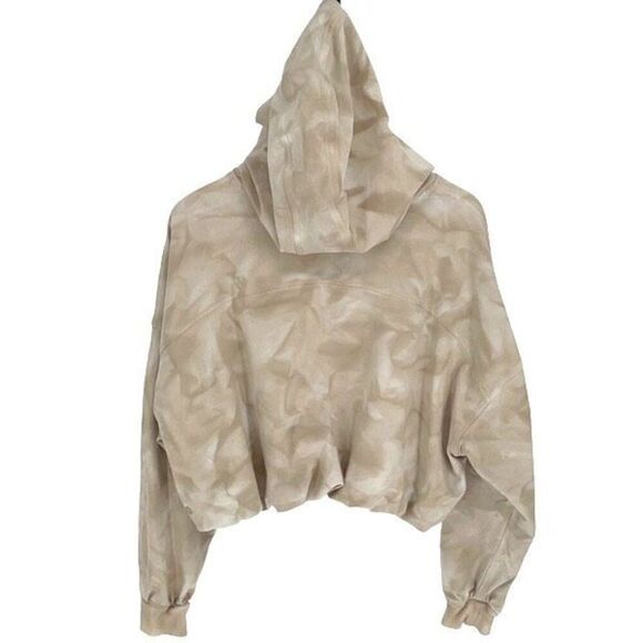 Lululemon Athletica Womens Cropped Long Sleeve Bubble Hem Hoodie Beige‎ Size 12 - Picture 4 of 11